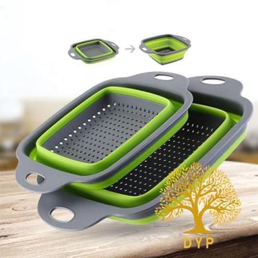 Imagem de Escorredor Dobrável Retratil de Silicone para Macarrão Massas Legumes Saladas e Frutas de Cozinha e Restaurante
