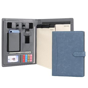 Imagem de Wason Portfolio Padfolio A4 Capa de couro PU para pasta de documentos com bloco de escrita, prancheta removível para cartão, capa para celular, tablet, suporte para organizador, escritório, viagem,