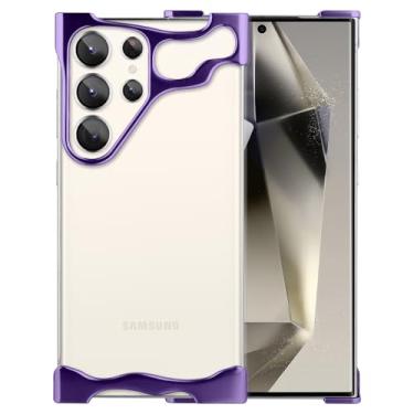 Imagem de aidvaia Capa de telefone Frameles para Samsung Galaxy S24 Ultra, capa protetora minimalista de absorção de choque, revestimento de alumínio de grau aeroespacial + incrustações de elastômero de ajuste