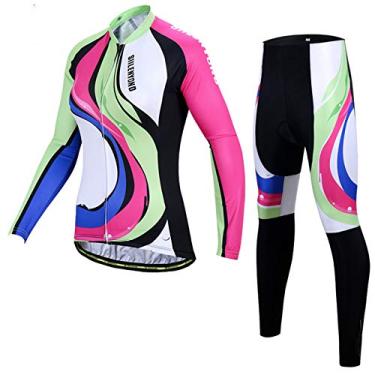 Imagem de Camisetas femininas de ciclismo roupas de ciclismo superior e inferior, absorvente de suor e respirável, multicolorido, P