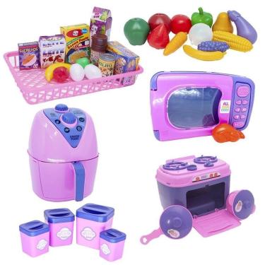 Imagem de Kit casinha menina brinquedo frutas legumes microondas 35pç