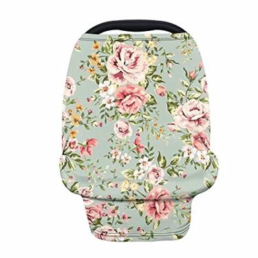 Imagem de GOSTONG Capas para assento de carro de bebê com estampa de rosas, capa de amamentação macia para amamentação, dossel de cadeirinha de carro, capa elástica respirável para carrinhos de bebê, cadeirinha alta, carrinho de compras