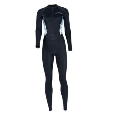 Imagem de Adultos mulheres wetsuit fino mergulho terno de banho frente zip maiô de corpo inteiro terno molhado para natação mergulho esportes aquáticos, Preto XS