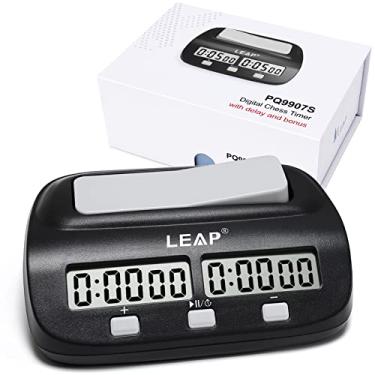 Imagem de LEAP Relógio de Xadrez Digital Temporizador Profissional para Jogos de Tabuleiro com Função de Alarme Preto