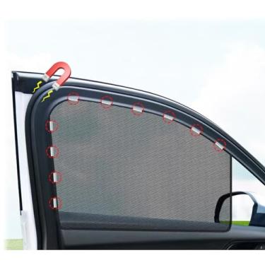 Imagem de Persiana magnética para janela frontal do carro (2 peças) - Protetor solar de fácil instalação para bebês, animais de estimação e proprietários de carros, proteção UV e bloqueio de calor, ajuste
