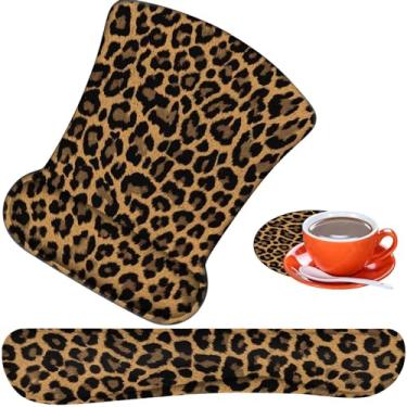 Imagem de Mouse pad ergonômico, descanso de pulso para mouse + almofada de descanso de pulso para teclado + porta-copos feito de espuma de memória, fácil de usar e aliviar a dor no pulso, computador, jogos,