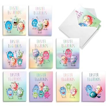 Imagem de The Best Card Company Conjunto de 20 caixas sortidas engraçadas de Páscoa 10 x 13 cm com envelopes (10 designs, 2 cada) cabeças de ovo de Páscoa AM10916EAG-B2x10