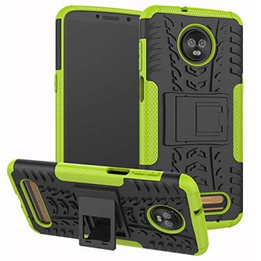 Imagem de Yiakeng Capa para Moto Z3, Moto Z3 Play, camada dupla à prova de choque fina protetora com suporte rígido para celular Motorola Moto Z3 (verde)