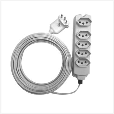 Imagem de Extensão Elétrica 10 metros Branca 5 tomadas 20 Amperes