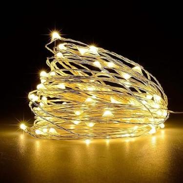 Imagem de Arame Led Fio Fada Fio de Micro Led String Light Cordão Luz Branco Frio Branco Quente 10m 100 Leds/Lâmpadas A Pilha Branco Quente UTILY