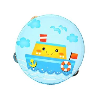 Imagem de Vaveren Pandeiro de mão de madeira tambor de mão musical brinquedo educativo pandeiro de fileiras duplas para jogos crianças crianças meninos meninas, Enviar, 15cm