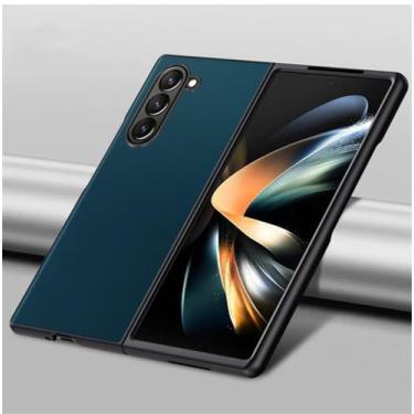Imagem de Capa de telefone de couro de pele lisa para samsung galaxy z fold6 5g tpu amortecedor macio para sumsung fold 6 zfold6, ciano, 05, para samsung z fold6