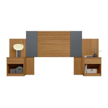 Imagem de Cabeceira Casal Araguaia Extensível Ripada - Moval, Freijó/Cinza