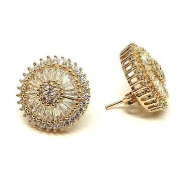 Imagem de Brinco de ouro 18 k Pizza Zirconia . - Elegancy Joias