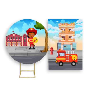Imagem de Painel De Festa Redondo 1,50x1,50 + Painel Vertical 1,50x2,20 - Bombei