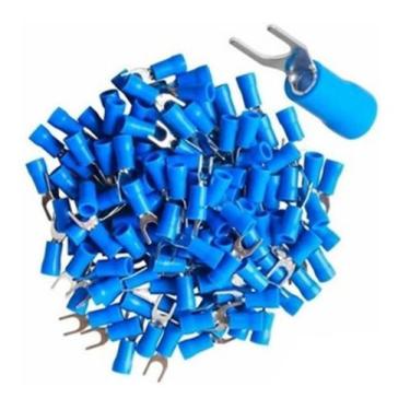 Imagem de kit 100 Terminal Pré-isolado Forquilha 1,5 A 2,5mm - Azul - PENZEL