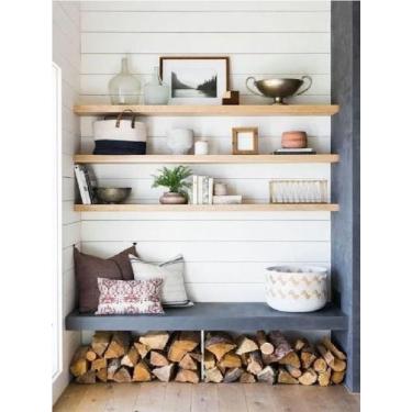 Imagem de Kit 3 Prateleiras Suporte Invisível Madeira Maciça 50Cm Fina - Loja Do