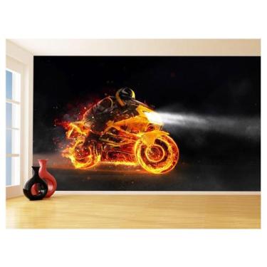 Imagem de Papel De Parede Moto Bike Esporte Fogo Radical 3,5M Bkm74 - Você Decor