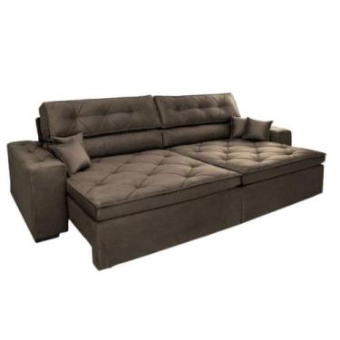 Imagem de Sofá Austin Plus 2,62 m Retrátil com Molas Veludo Light Café - Sofá na