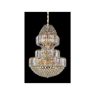 Imagem de Lustre Moderno Redondo Metal Dourado Rico Pingentes Formosa - LUXdécor