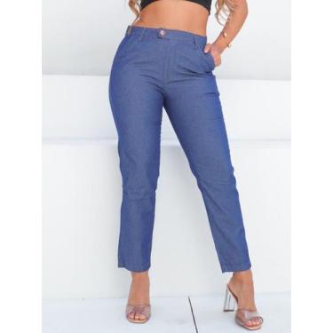Imagem de Calça jeans Reta Feminina Cintura Alta com bolsos Lançamento - TOULIP,