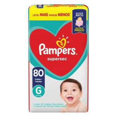 Imagem de Fraldas Pampers Infantil Supersec G com 80 unidades, 80, G