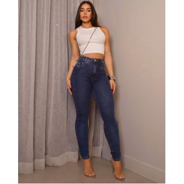 Imagem de Calça jeans skinny extreme power feminina cintura alta básica - CONSCI