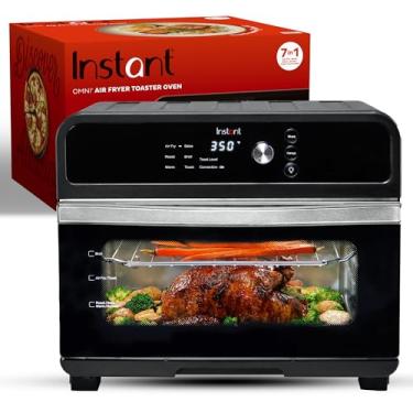 Imagem de Combo de forno torradeira Instant Omni Air Fryer 19 QT/18L, dos fabricantes de panela instantânea, funções 7 em 1, serve para um forno de pizza de 30 cm, 6 fatias de pão, aplicativo com mais de 100 receitas, acabamento preto