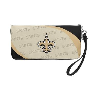 Imagem de Littlearth Carteira organizadora NFL New Orleans Saints Curve com zíper, preta, 20,32 cm x 10,16 cm x 2,54 cm