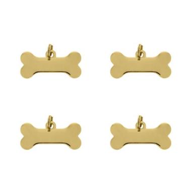 Imagem de Kit de 4 Pingente para Cachorro Banhado Ossinho Ouro com Argola - Le B