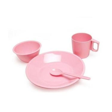 Imagem de Kit Merenda Infantil Escolar Fácil de Lavar Resistente Cobrirel, Rosa