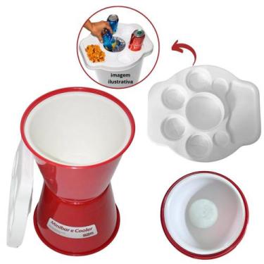 Imagem de Cooler Mini Bar para Bebidas com Tampa Petisqueira em Plastico Vermelh
