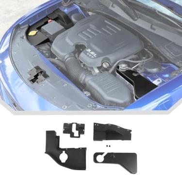 Imagem de JeCar Capas de proteção contra poeira interior do compartimento do motor do capô para Dodge Charger 2011-2023 Acessórios interiores (preto)