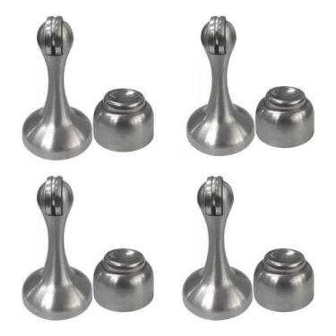 Imagem de Kit 4 Prendedor De Porta Magnetico Aco Inox Escovado com Bucha Fixador