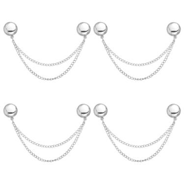 Imagem de 4 peças de clipes magnéticos para roupas, clipes de botão magnéticos multifuncionais, ímãs sem pinos, acessórios de roupas para mangas, saias e vestidos (prata)