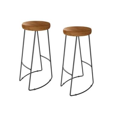 Imagem de Kit 2 Banquetas Decorativas Industrial Aurora Peroba Preto - Tatite De