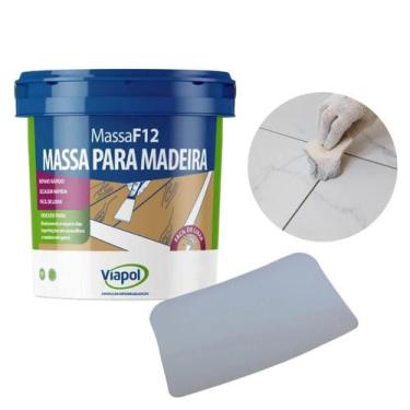 Imagem de Massa F12 Calafetar Madeira 400g Viapol + Espátula Celuloide,  Mogno