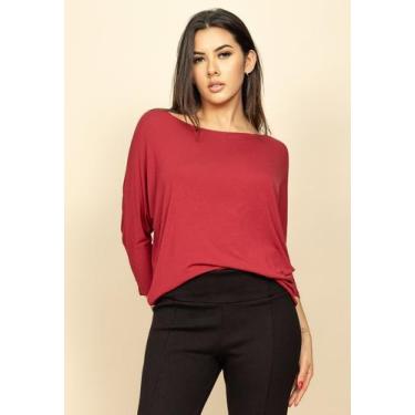 Imagem de Blusa Morcego Ampla Manga 3/4 Bordô - Amazonia Vital
