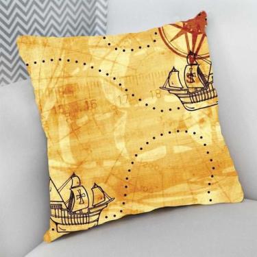 Imagem de Almofada Decorativa Cheia c/ Zíper 40x40cm,Mapa Pirata - Deluzz