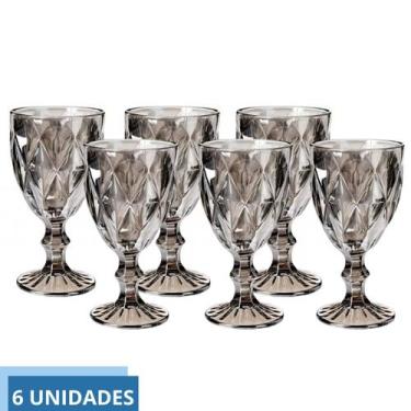 Imagem de Jogo 6 Taça Diamond Cinza Mentalizado 340ml Eventos Suco Água - PRATIC