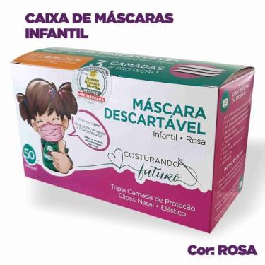 Imagem de Máscara ANTIVIRAL Descartável INFANTIL - Cor: Rosa - Caixa c/ 50 Unid 