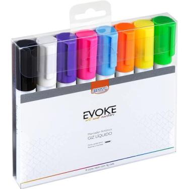 Imagem de Giz Líquido Ponta 6mm 4g Blister 8 Cores Evoke BRW