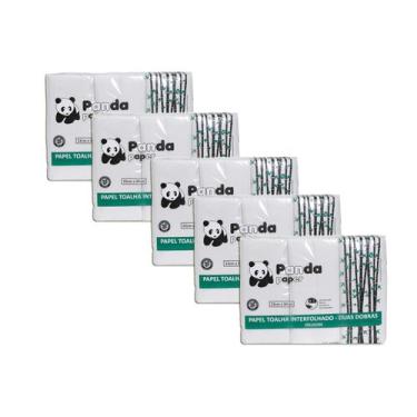 Imagem de Papel Toalha Panda Interfolha 2 Dobras 19x20cm Kit 5