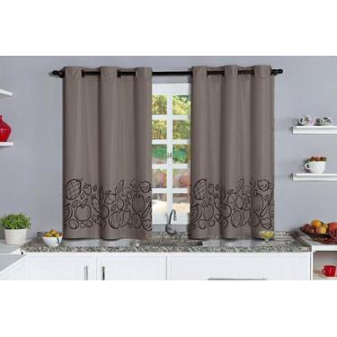 Imagem de Cortina Blakcout PVC Cozinha 2,20x1,30 Avelã Estampada - Feffo Cortina