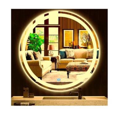 Imagem de Espelho jateado redondo iluminado com led quente e touch 70cm - Woodgl
