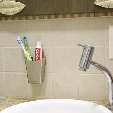 Imagem de Suporte porta pasta/escova de dente ou pentes/pomada - Inox - Maxx Dia