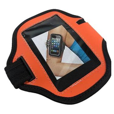 Imagem de Braçadeira Laranja Suporte Celular Corrida Caminhada Academia Braço Ar