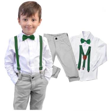 Imagem de Conjunto Social Cinza Manga Longa Calça Casamento Pajem Bebê - Migueli