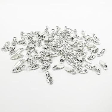 Imagem de 100 peças de colher pequena para brincos, conectores de pingentes de scrabble e vidro, pingentes de vidro, conector, brinco, conector, faça você mesmo, joias (prata preta)