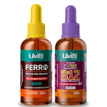 Imagem de Kit Ferro Bisglicinato 30ml + Vitamina B12 Kids 30ml Uvits
